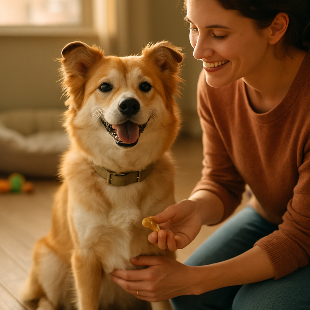 Smiling rescued dog